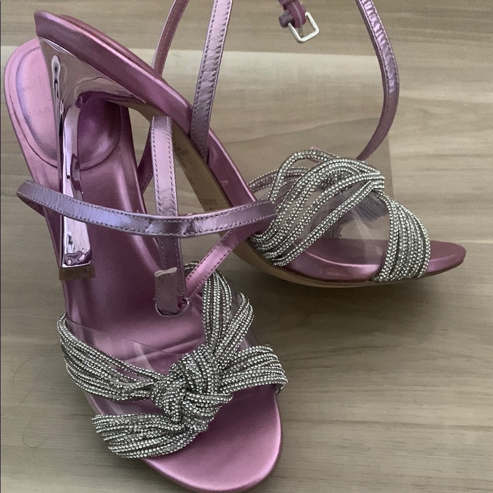 Marc Fisher Pink and Silver Heels with Braided Straps